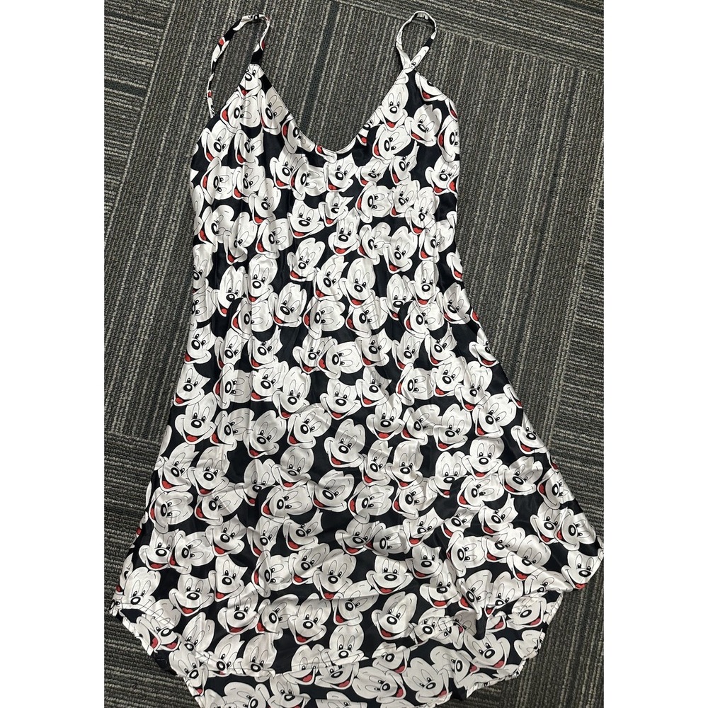 Vtg 90s Y2K Mickey Inc Disney 100% Silk Slip Dress Mickey Mouse Nightgown XL - Picture 3 of 4
